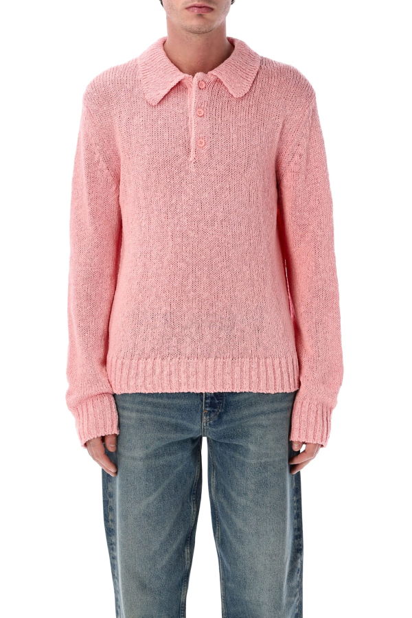 Sunflower Cotton Linen Polo Sweater - Pink