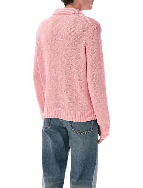 Sunflower Cotton Linen Polo Sweater - Pink