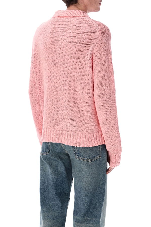 Sunflower Cotton Linen Polo Sweater - Pink
