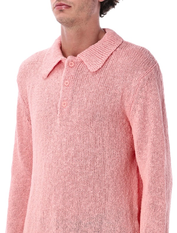 Sunflower Cotton Linen Polo Sweater - Pink