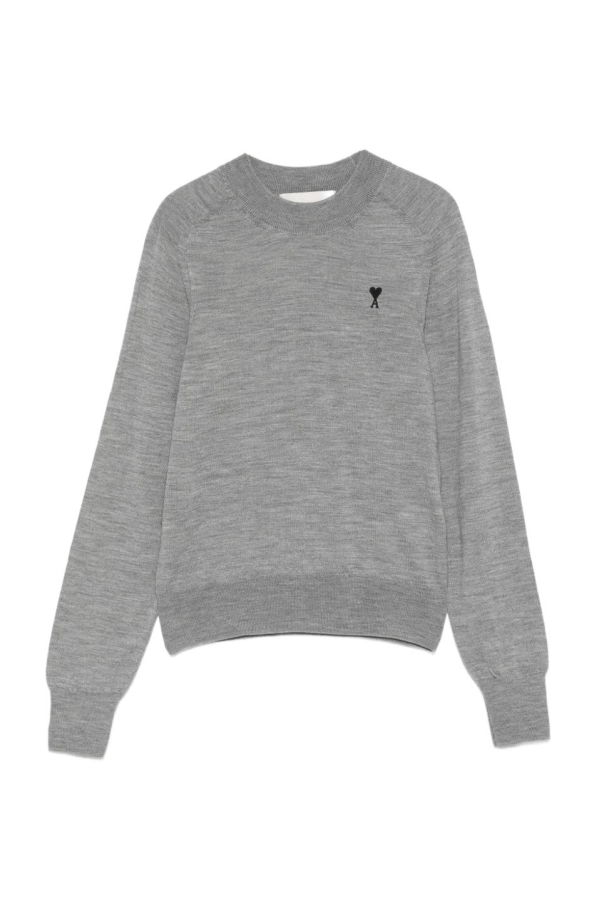 Ami Alexandre Mattiussi Ami De Coeur Wool Sweater - Gray