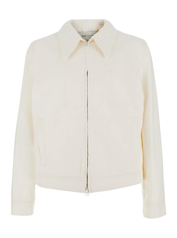 Ami Alexandre Mattiussi Tonal Ami De Coeur Zipped Jacket - White