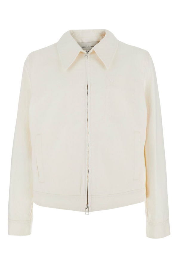 Ami Alexandre Mattiussi Tonal Ami De Coeur Zipped Jacket - White