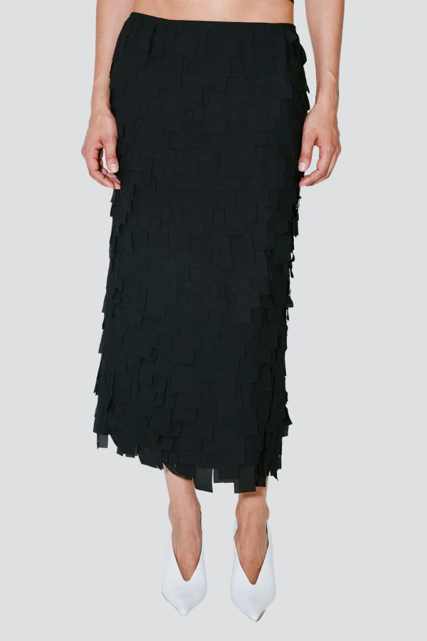 Facon Jacmin Black Julia Long Skirt With Fringe