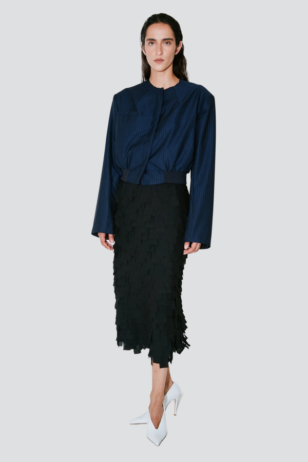 Facon Jacmin Black Julia Long Skirt With Fringe