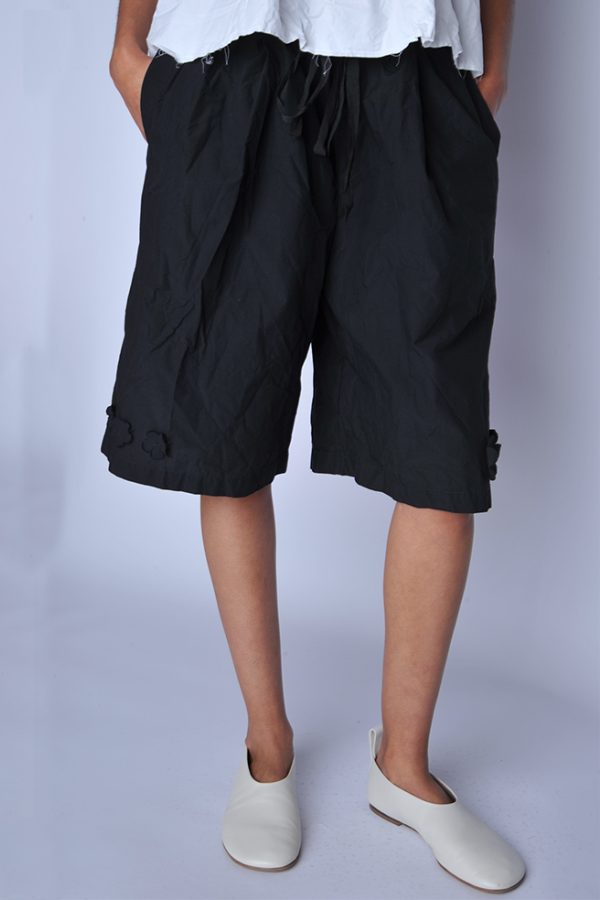 SCHA Black Long Floral Shorts - Black