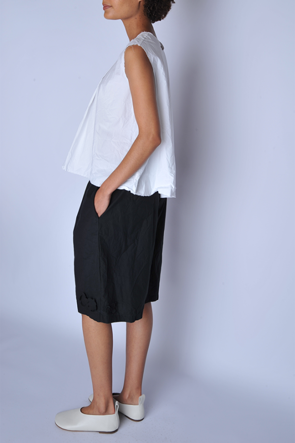 SCHA Black Long Floral Shorts - Black