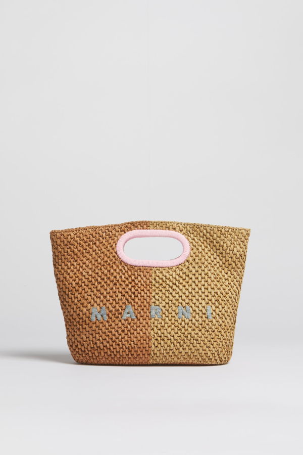 Marni Dark And Light Brown Paper Raffia Seaside Clutch