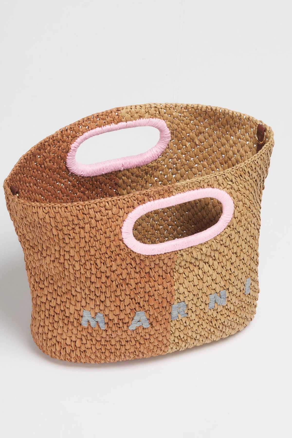 Marni Dark And Light Brown Paper Raffia Seaside Clutch - Image 2 of 5