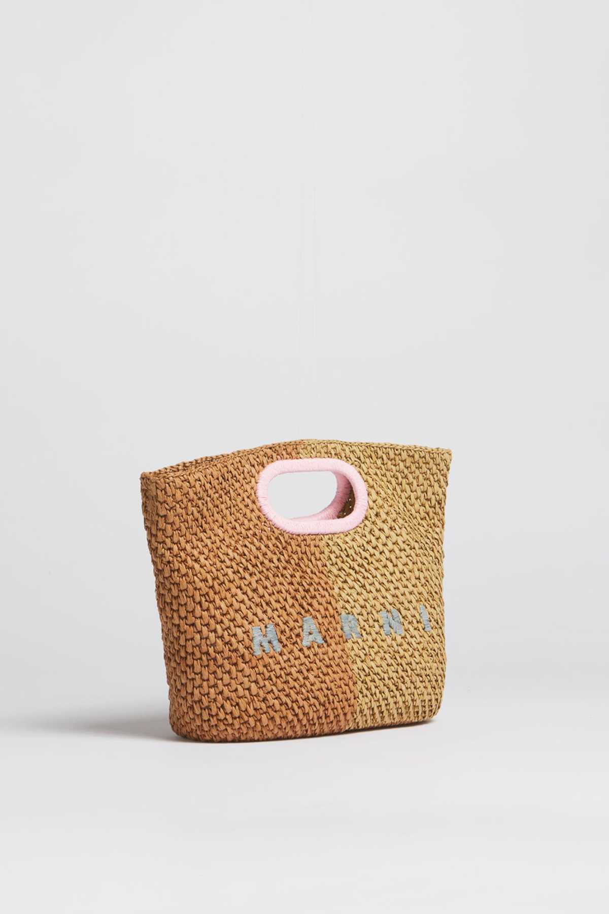 Marni Dark And Light Brown Paper Raffia Seaside Clutch - Image 3 of 5