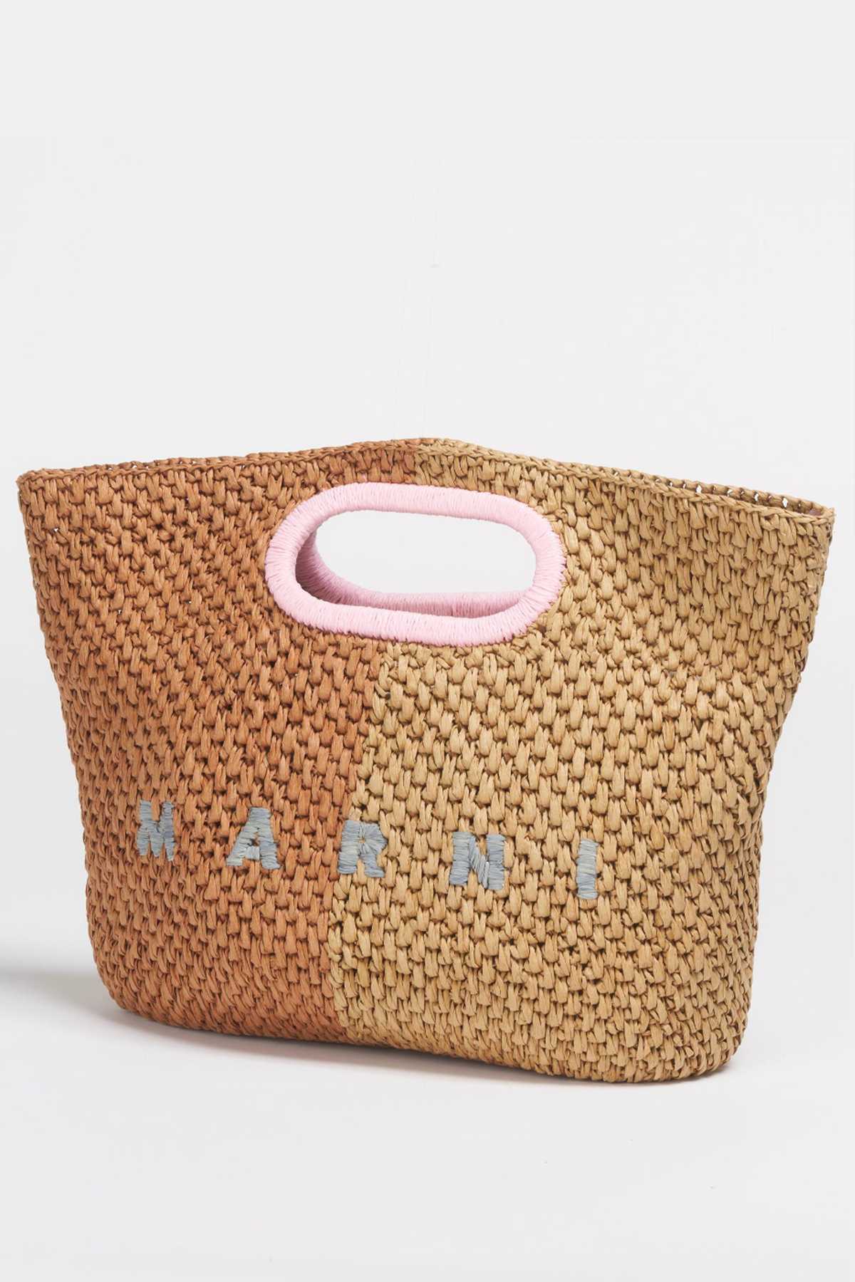 Marni Dark And Light Brown Paper Raffia Seaside Clutch - Image 4 of 5