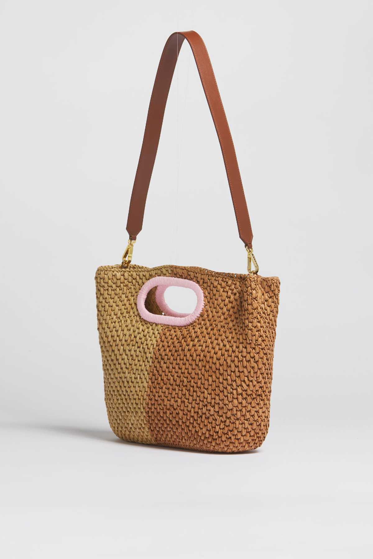 Marni Dark And Light Brown Paper Raffia Seaside Clutch - Image 5 of 5