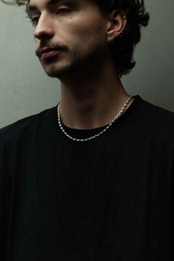 SUE THE BOY Cable Bar Necklace - Silver