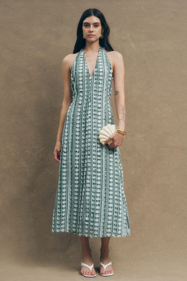 Maude Club Tussah Dress - Emb Green