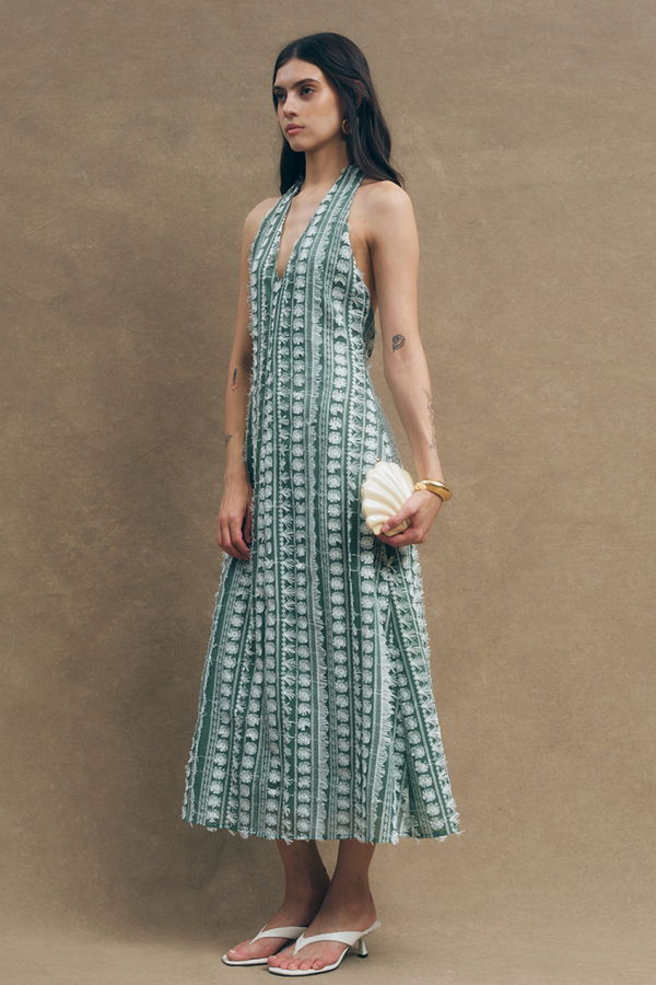 Maude Club Tussah Dress - Emb Green