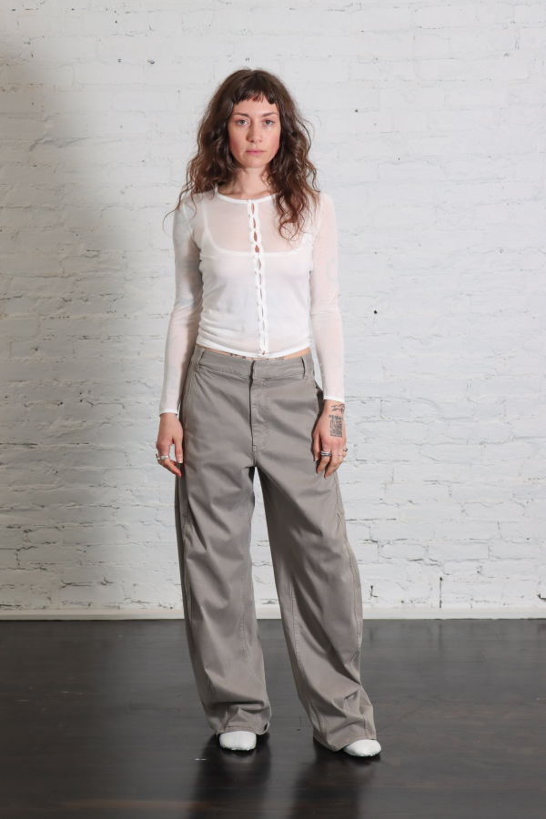 Tibi Reactive Garment Dyed Stretch Twill Sid Pant Pants - Pewter