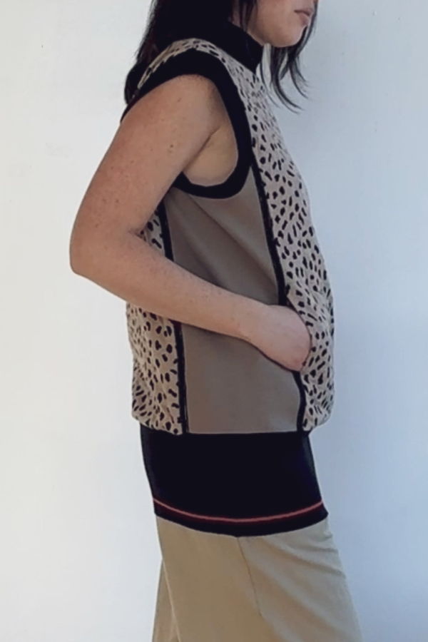 Vintage Hiroko Koshino Leopard Mockneck Knit Top