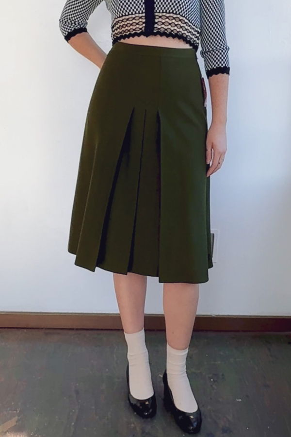 Vintage Olive Wool Cacharel Skirt