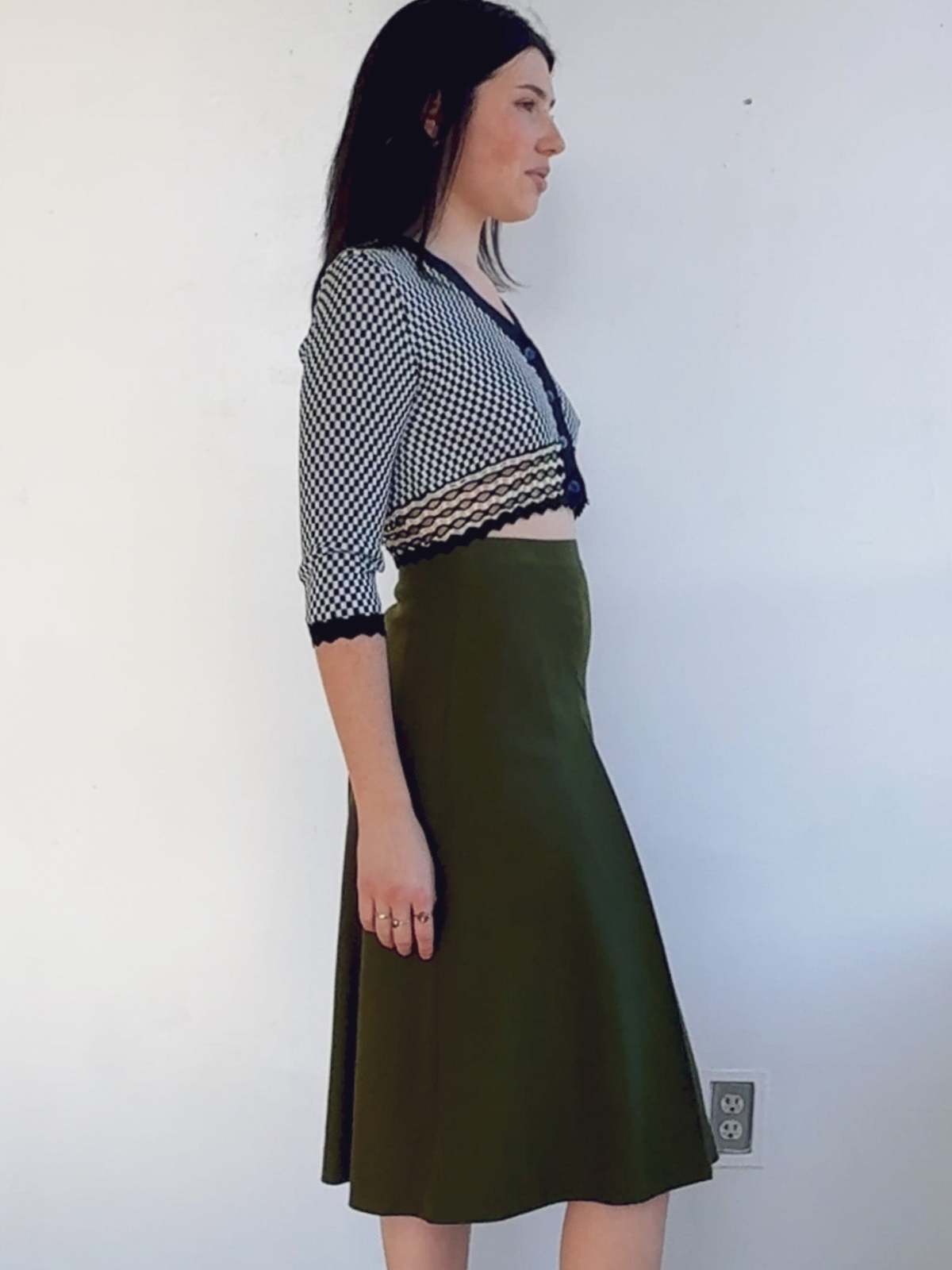 Vintage Olive Wool Cacharel Skirt - Image 3 of 4