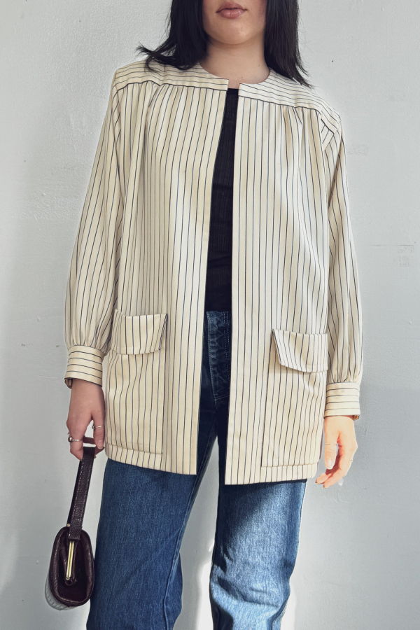 Vintage Vintage Givenchy Cream Wool Striped Jacket