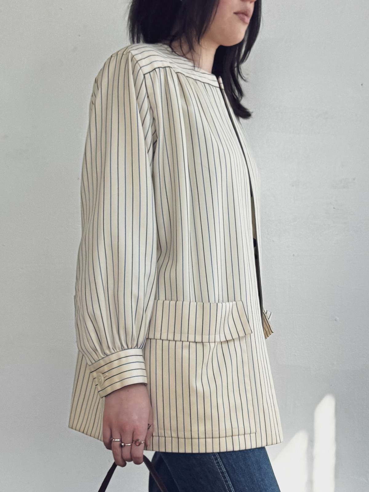 Vintage Vintage Givenchy Cream Wool Striped Jacket - Image 2 of 4