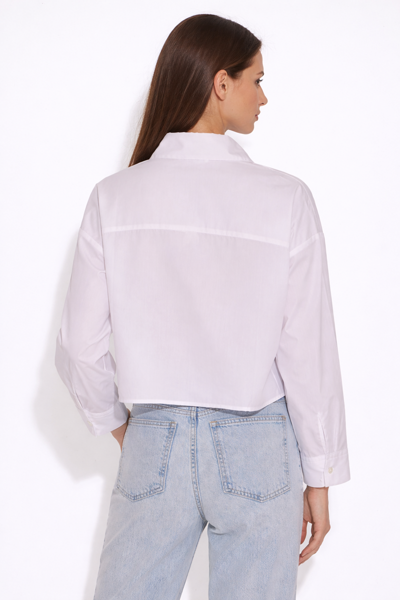 The Tile Club Gansett Poplin Crop Shirt - White