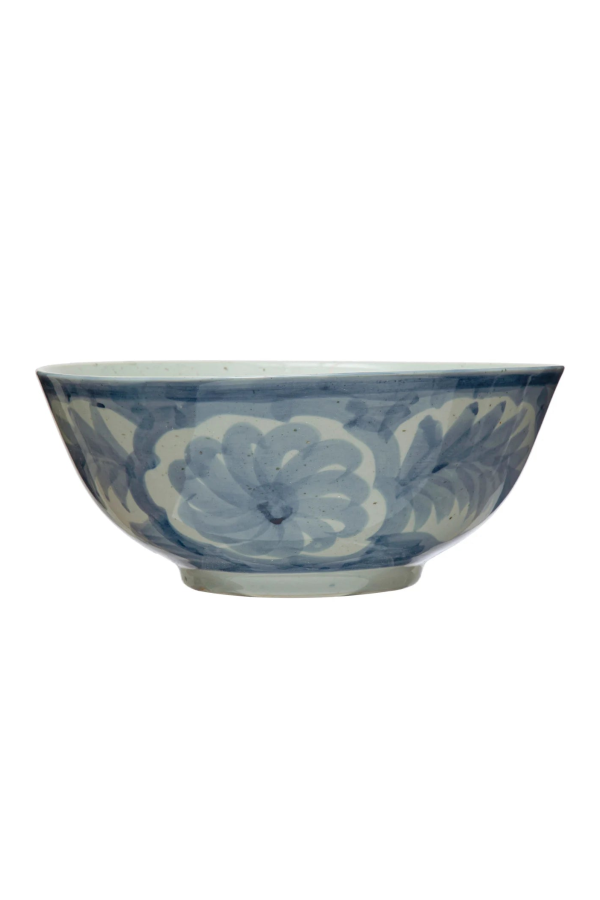 Creative Co-Op Large Hand-Painted Stoneware Bowl