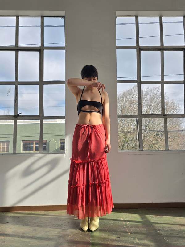 Vintage Diane von Furstenburg Sour Cherry Silk Skirt