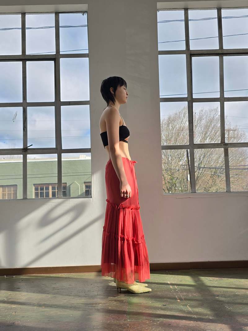 Vintage Diane von Furstenburg Sour Cherry Silk Skirt