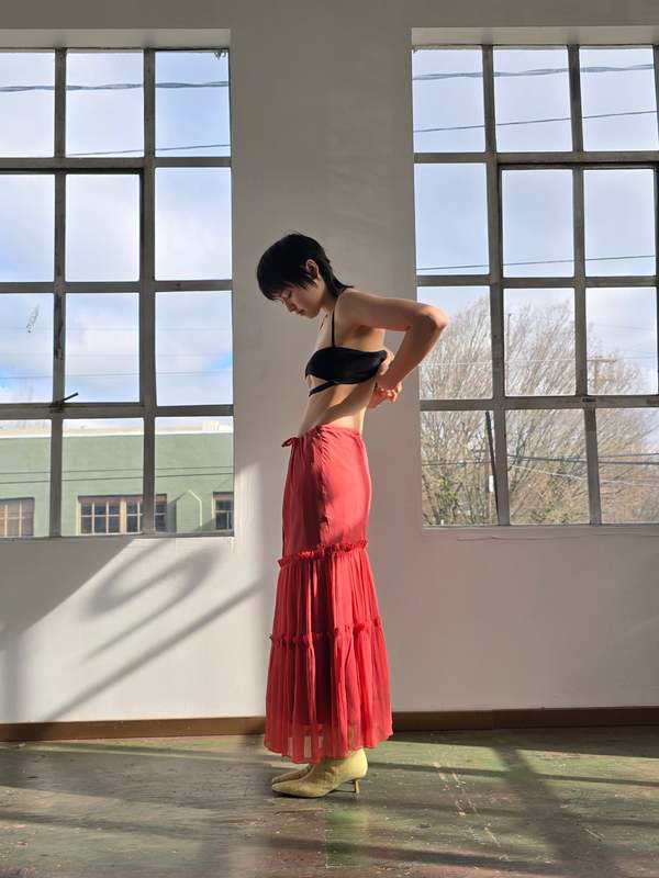 Vintage Diane von Furstenburg Sour Cherry Silk Skirt