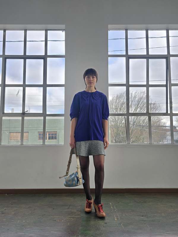 Vintage Miu Miu Blue Silk Collared Blouse