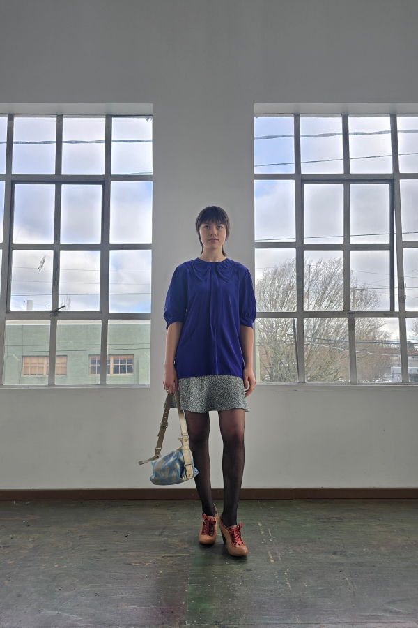 Vintage Miu Miu Blue Silk Collared Blouse