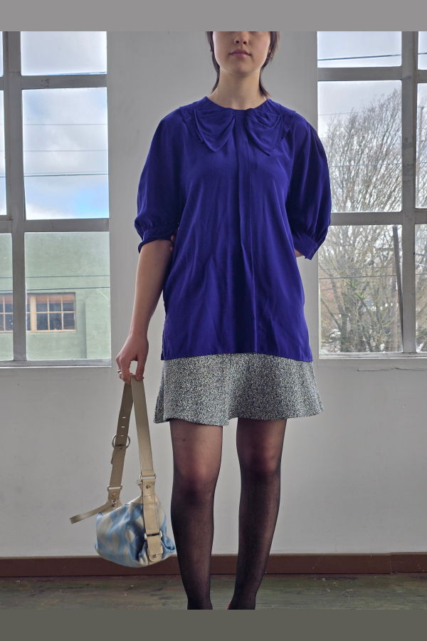 Vintage Miu Miu Blue Silk Collared Blouse