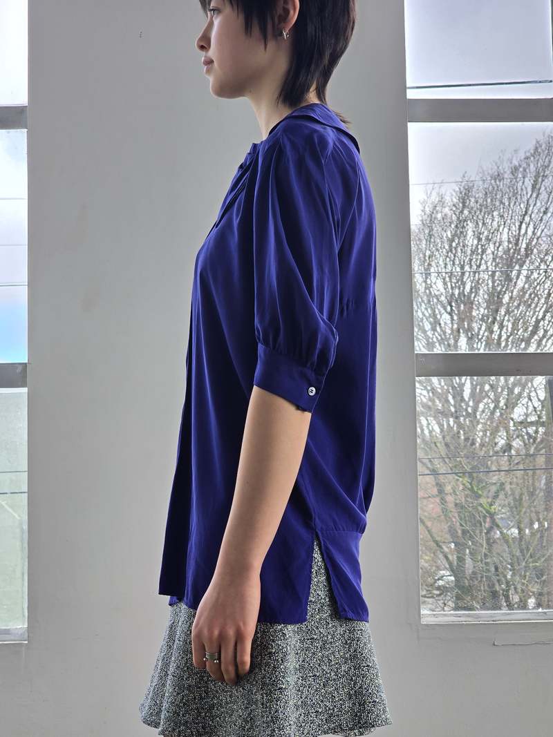 Vintage Miu Miu Blue Silk Collared Blouse