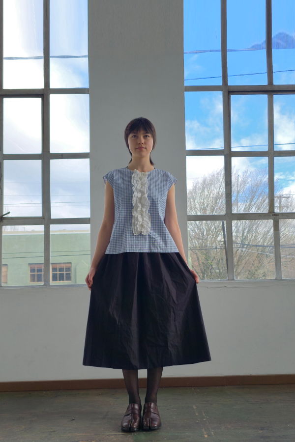 Vintage Prada Gingham Ruffled Blouse Top