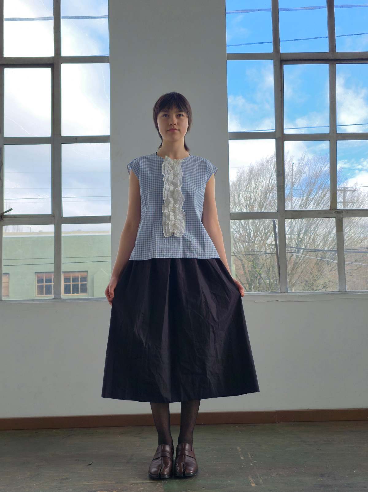 Vintage Prada Gingham Ruffled Blouse Top - Image 2 of 5