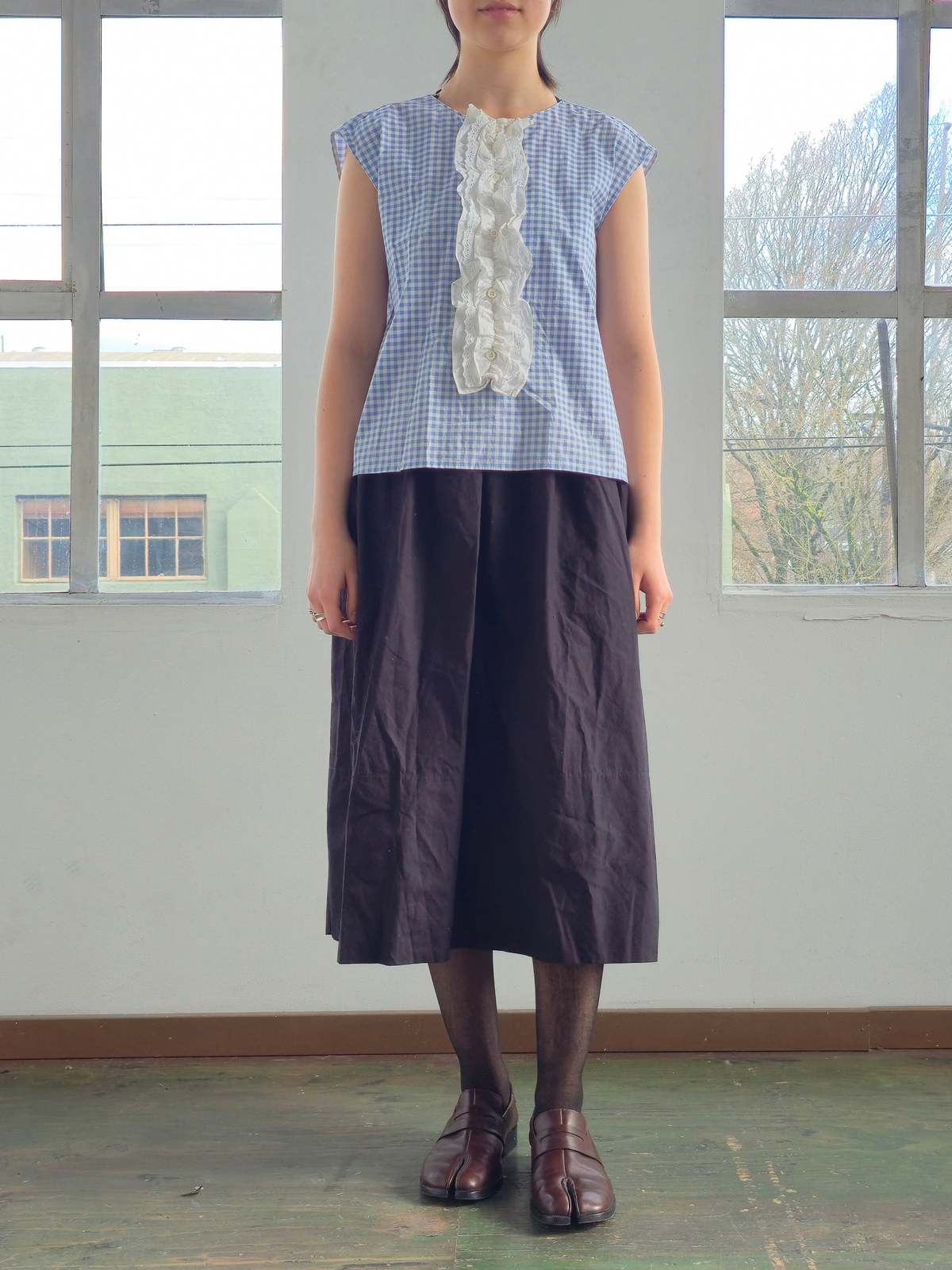 Vintage Prada Gingham Ruffled Blouse Top - Image 5 of 5