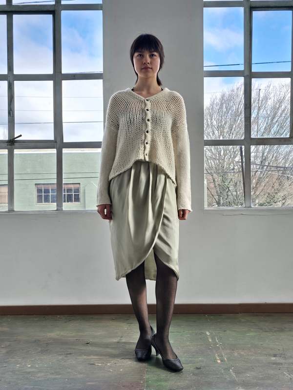 Vintage Sage Green Silk Tulip Skirt