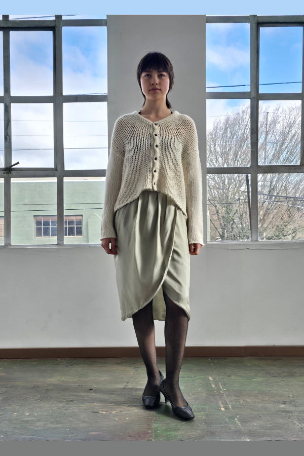 Vintage Sage Green Silk Tulip Skirt