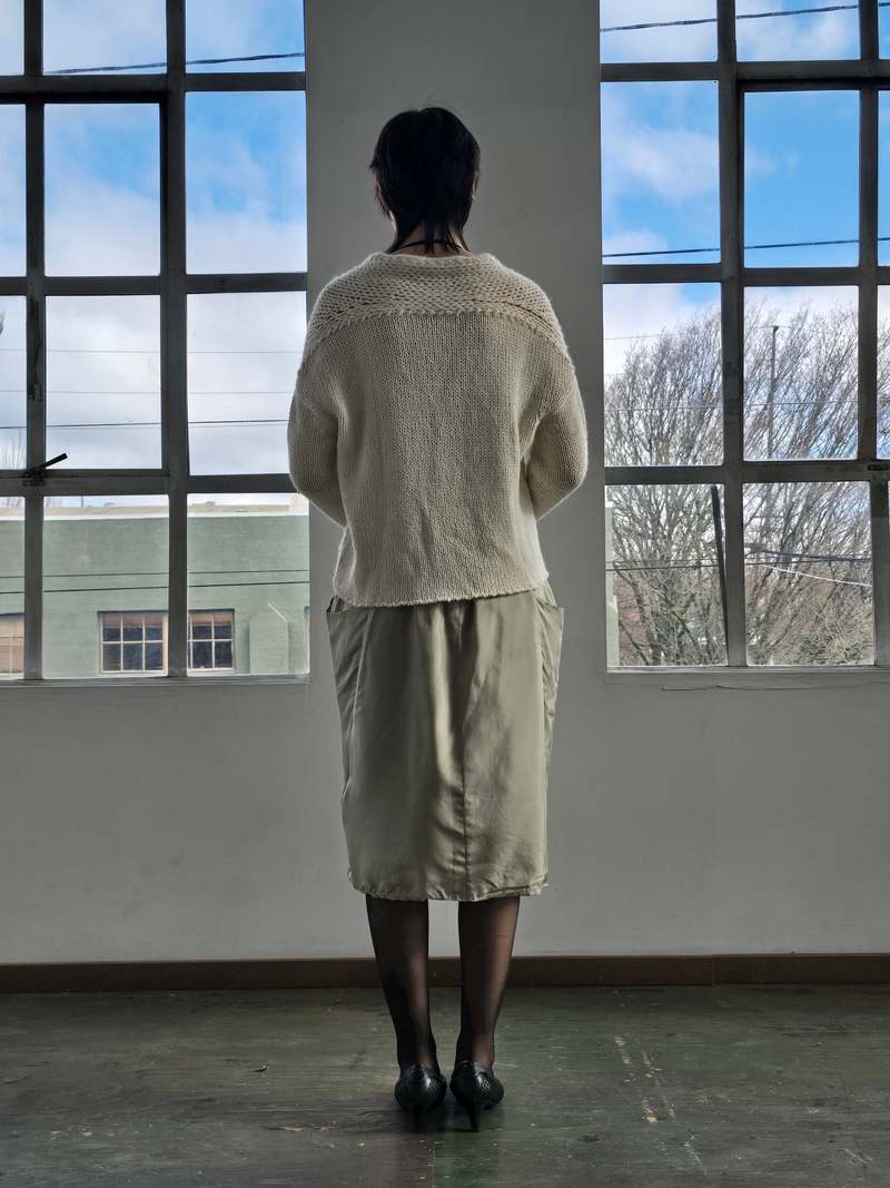 Vintage Sage Green Silk Tulip Skirt