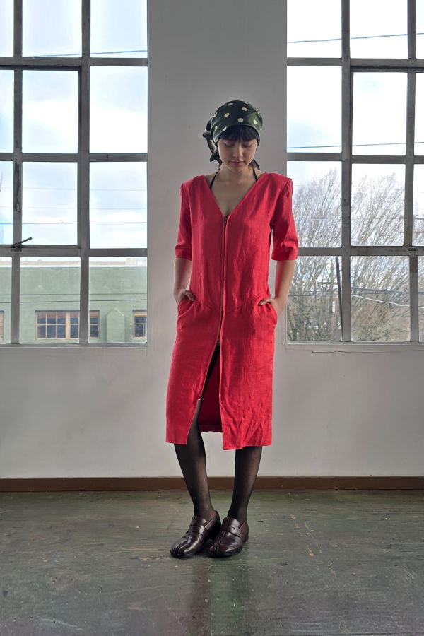 Vintage Saint Laurent Rive Gauche Raspberry Linen Dress - Dress