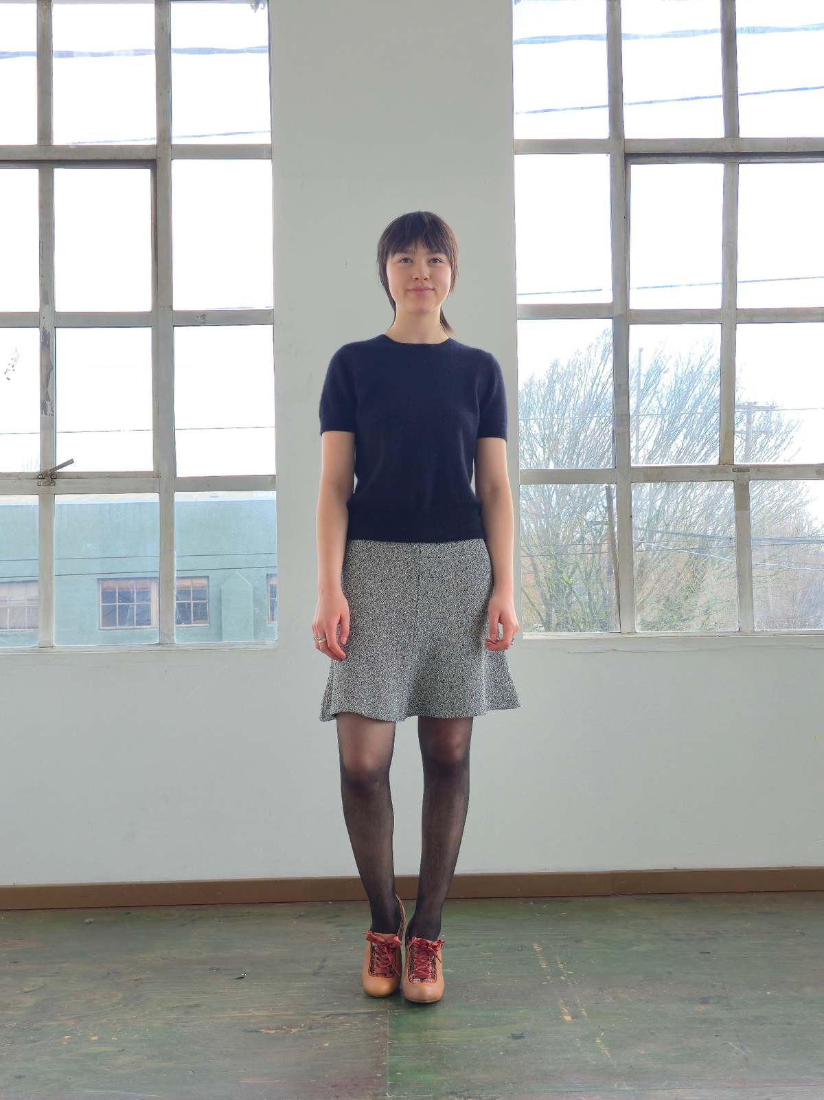 Vintage Sandro Paris Flared Knit Miniskirt Skirt - Image 1 of 5