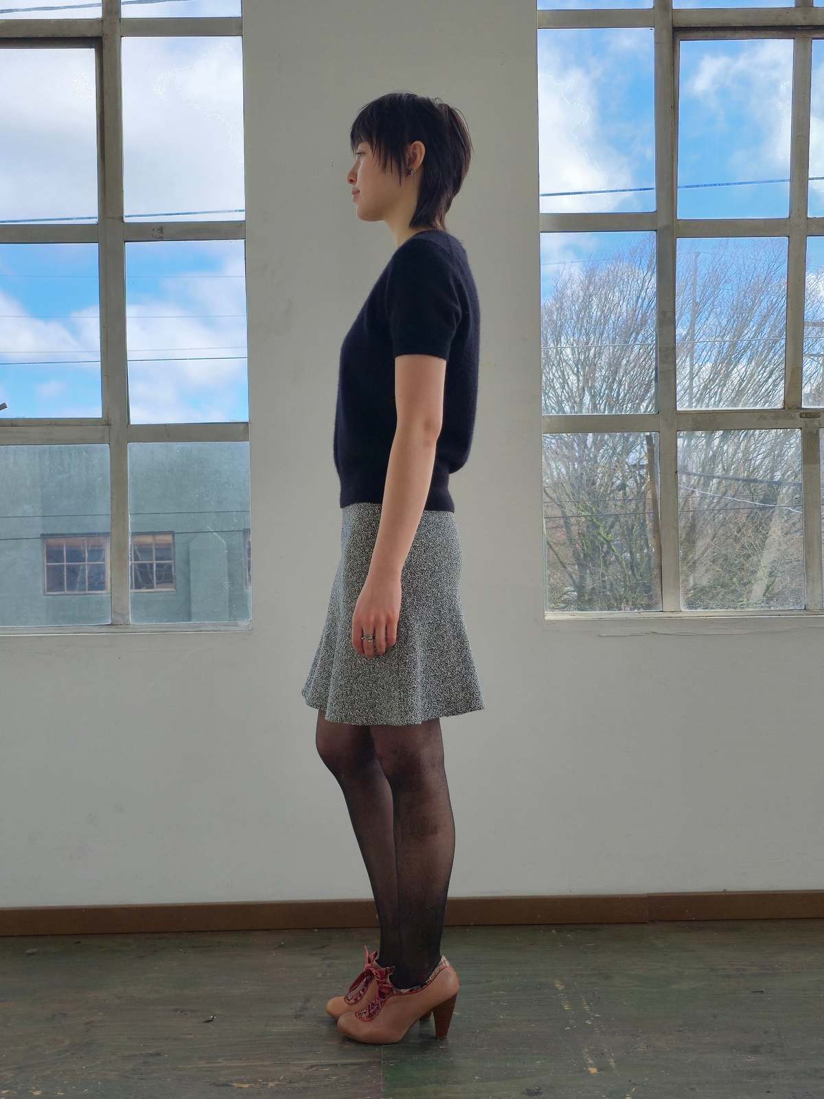 Vintage Sandro Paris Flared Knit Miniskirt Skirt - Image 3 of 5