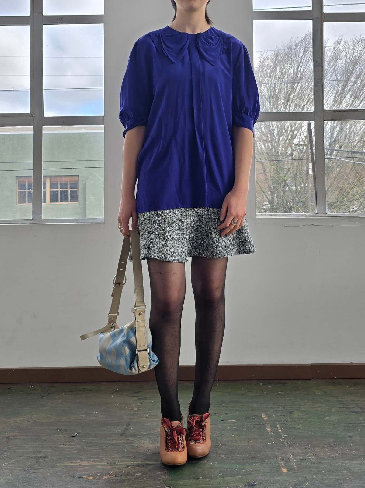 Vintage Sandro Paris Flared Knit Miniskirt Skirt - Image 5 of 5