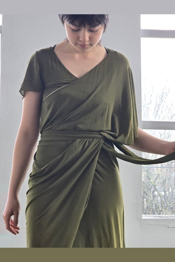 Vintage Vanessa Bruno Slinky Olive Dress