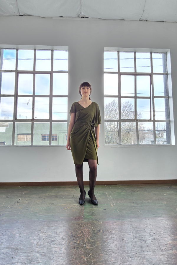 Vintage Vanessa Bruno Slinky Olive Dress