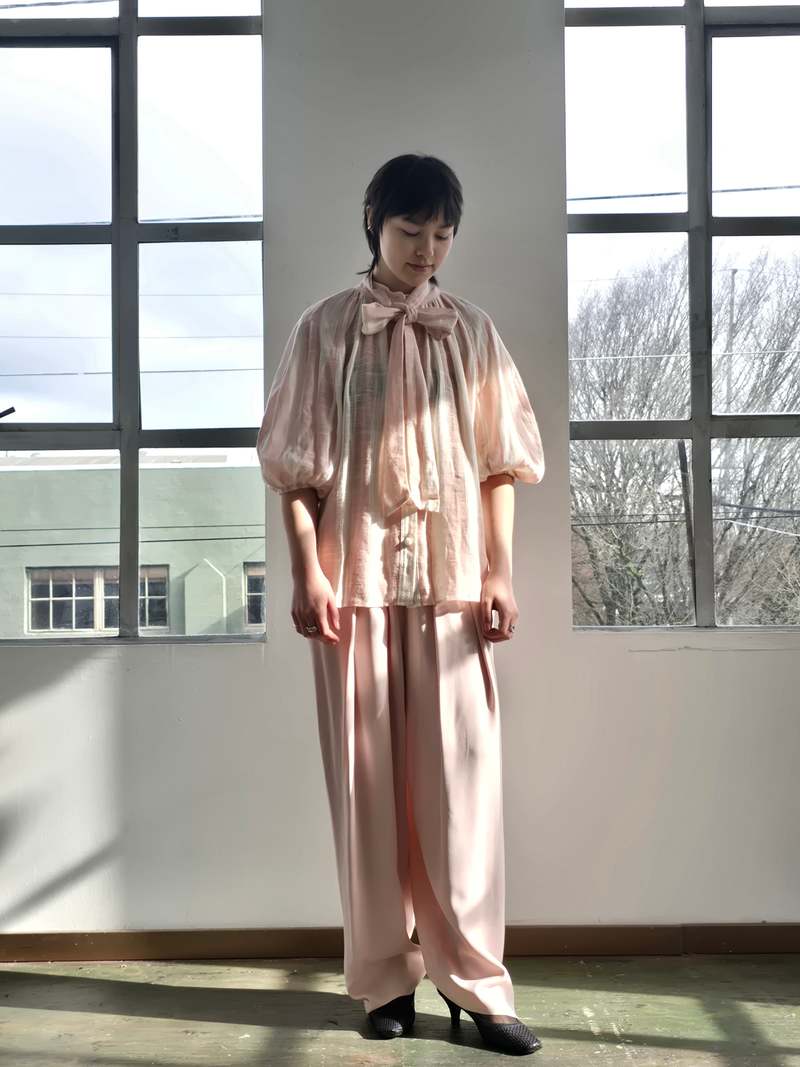 Vintage Zimmerman Pink Striped Puff Sleeve Blouse