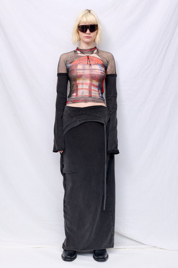 Ottolinger Black Wash Slitted Maxi Skirt