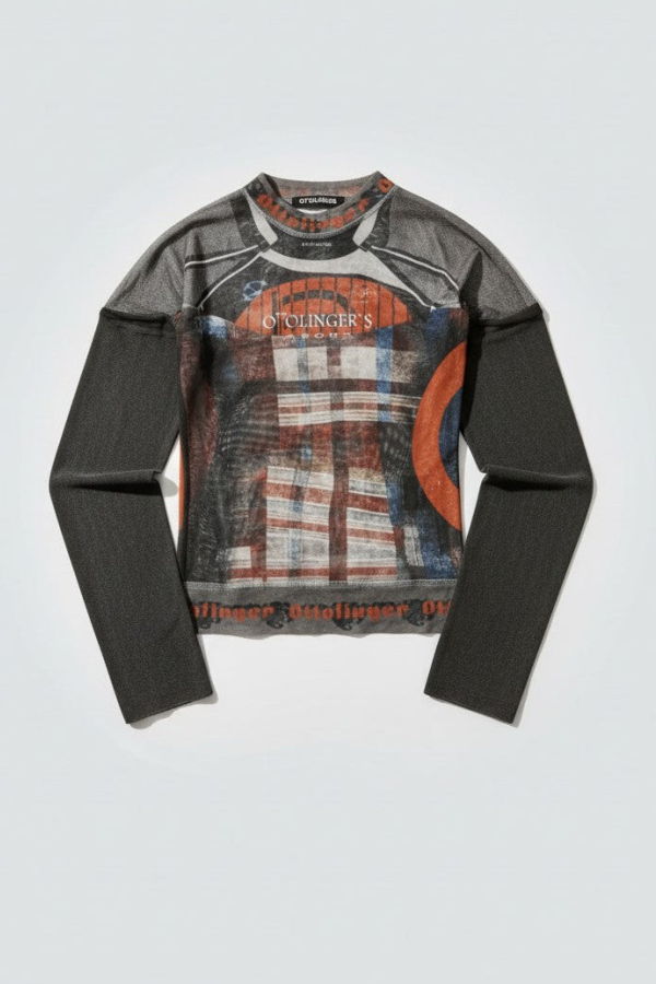 Ottolinger Racing Plaid Mesh Hybrid Longsleeve Top