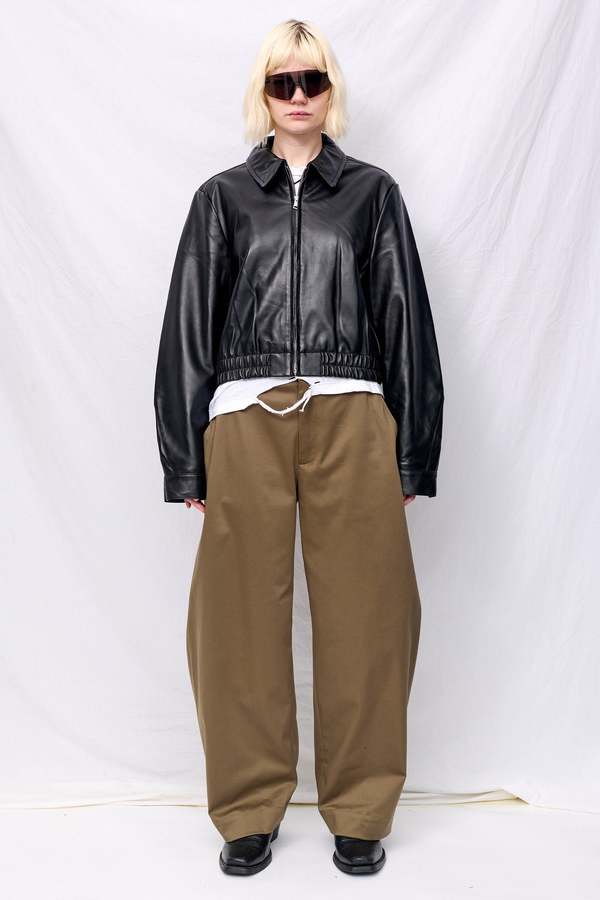 Assembly Black Leather Shrunken Zip Jacket